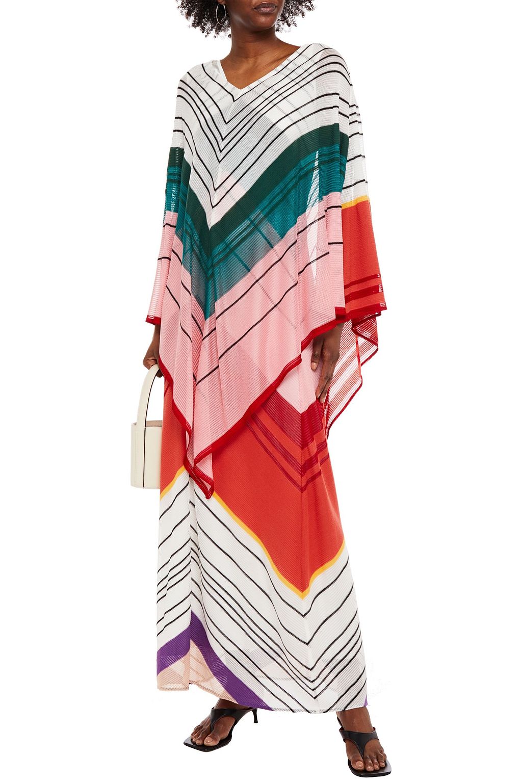 MISSONI Layered striped crochet-knit kaftan