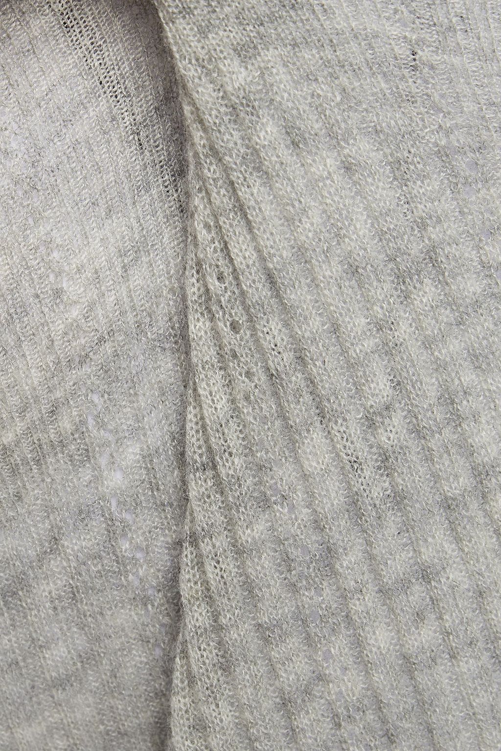 AUTUMN CASHMERE Ruffled ribbed mélange cashmere turtleneck sweater