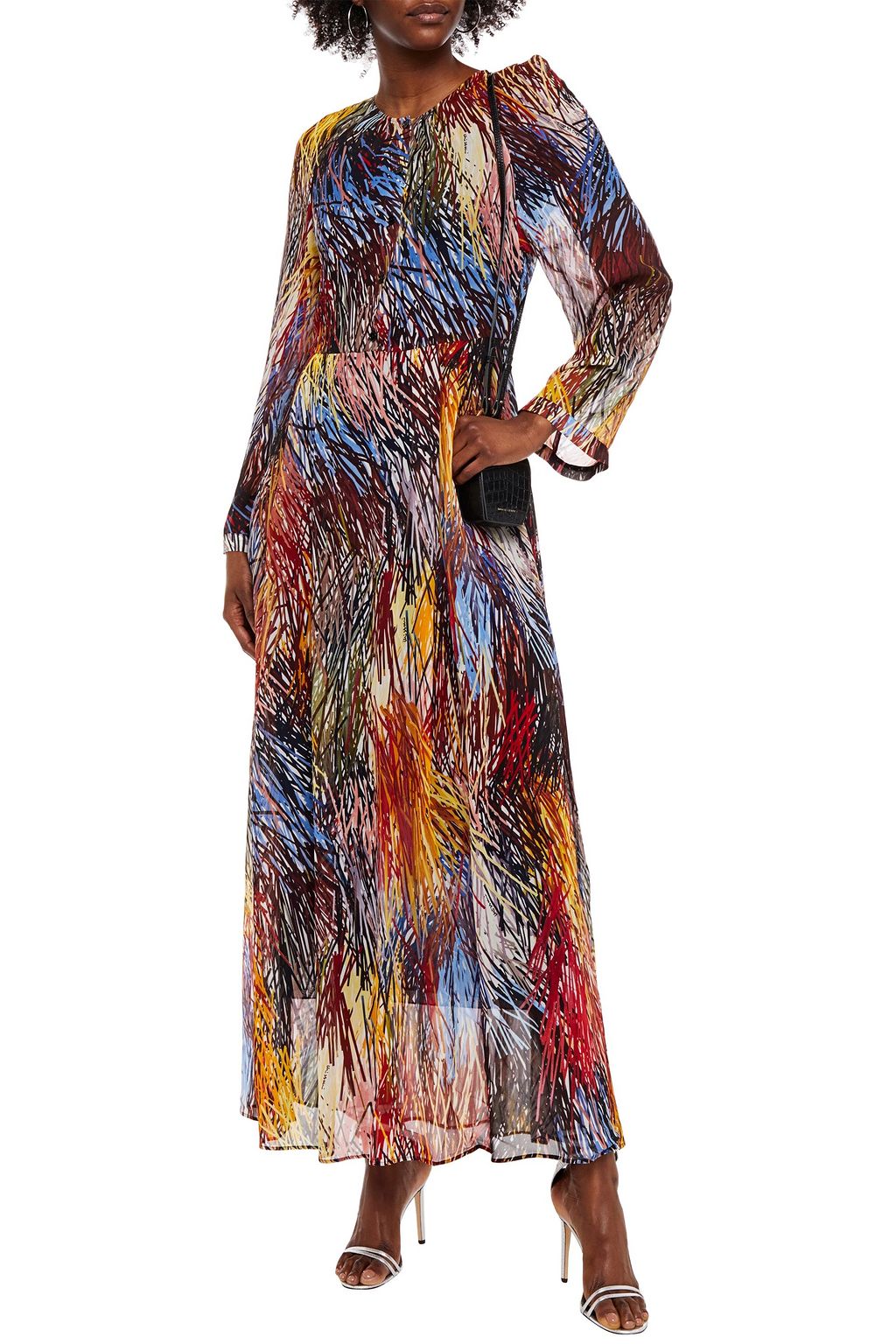 MISSONI Pleated printed crepe de chine maxi dress