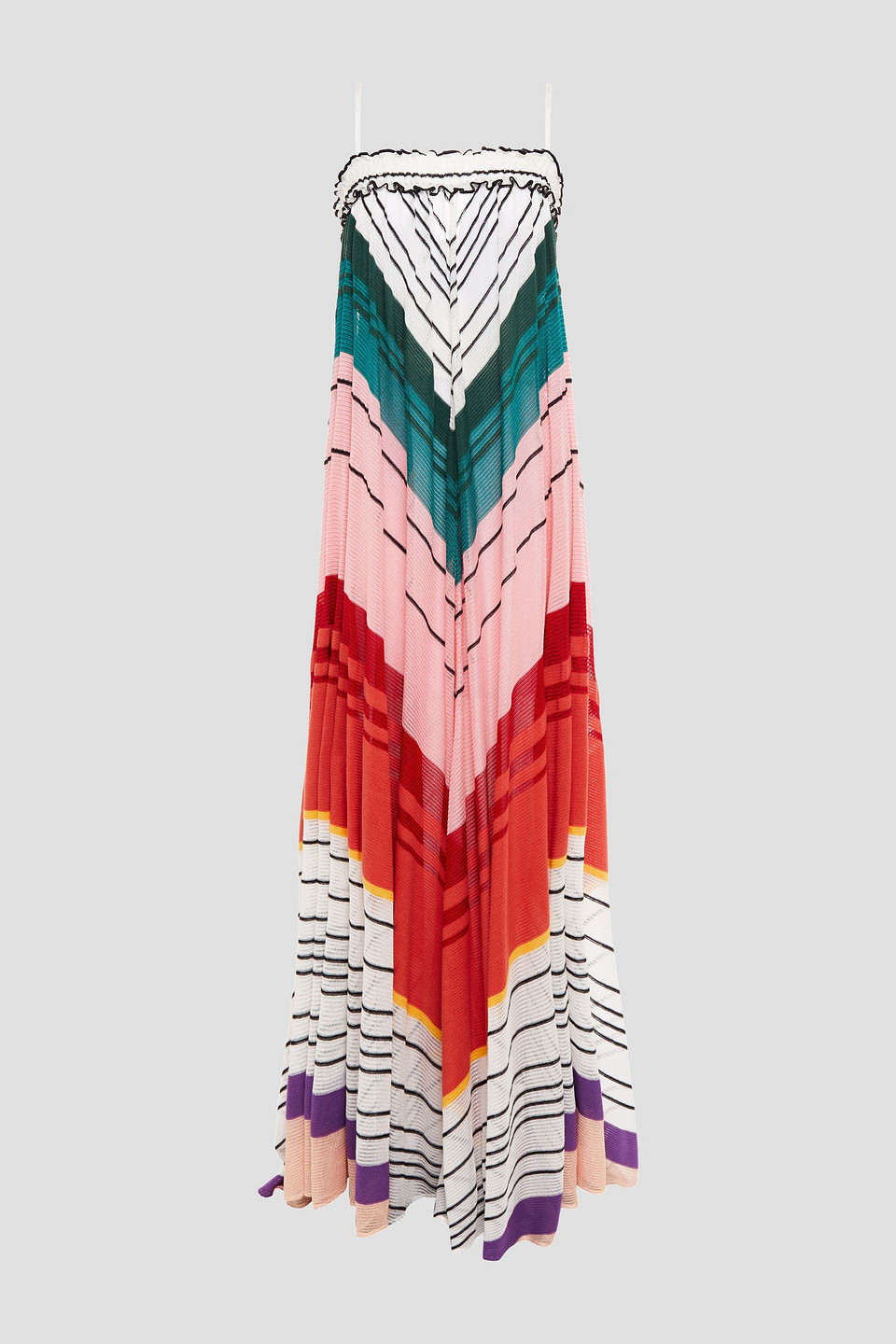 Missoni Woman Ruffle-trimmed Striped Crochet-knit Maxi Dress White Size 40