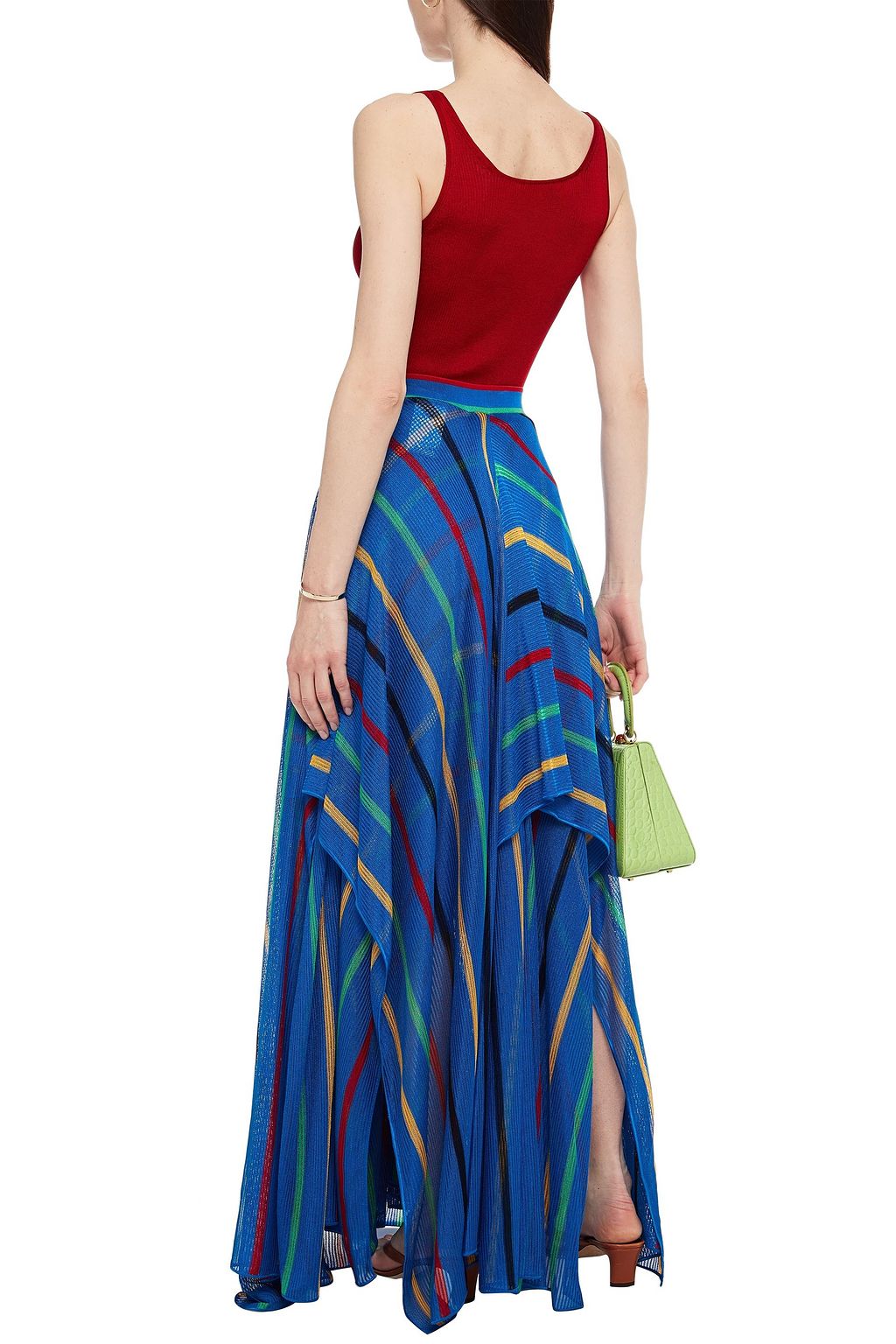 MISSONI Layered striped crochet-knit maxi skirt