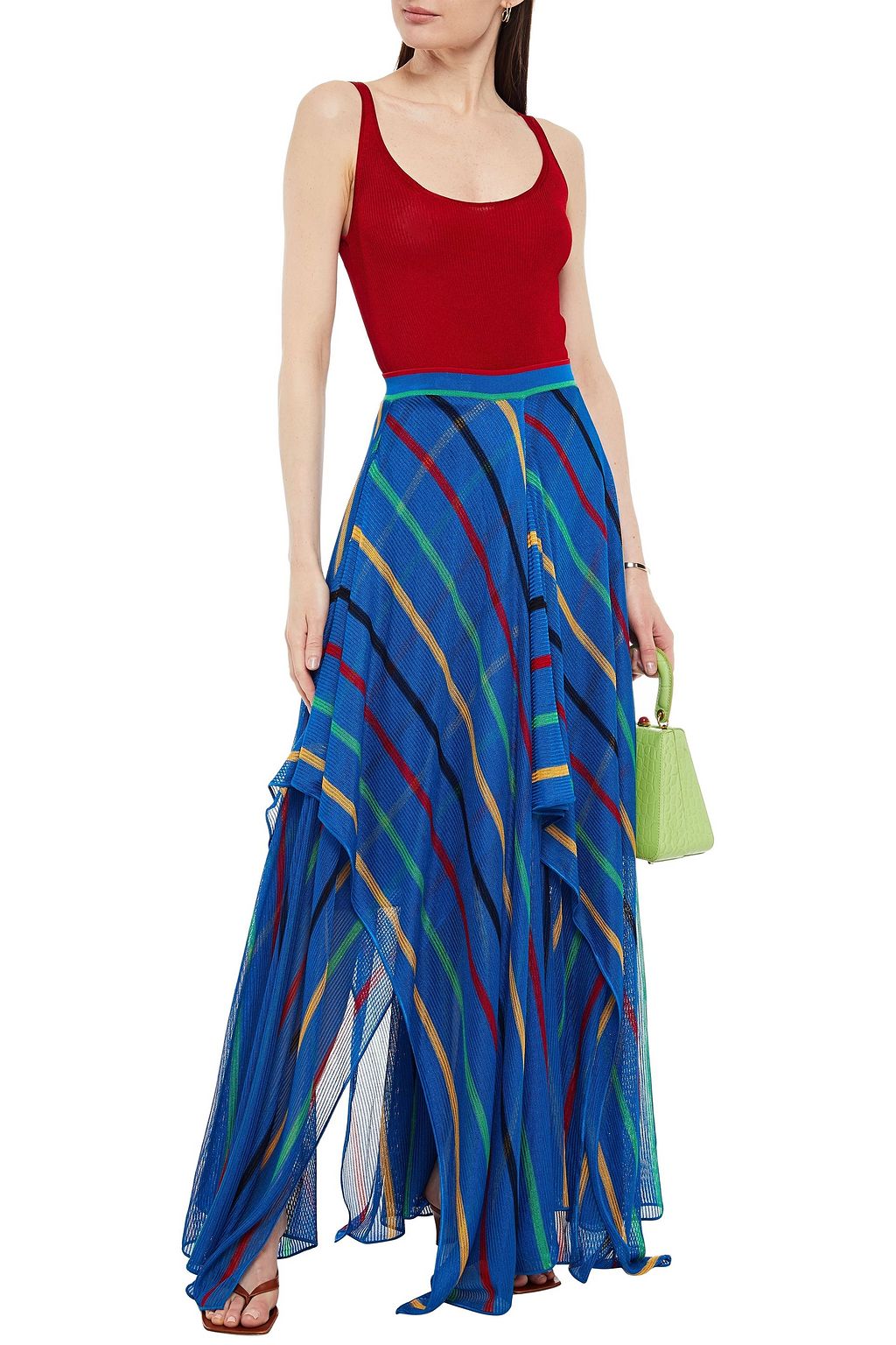 MISSONI Layered striped crochet-knit maxi skirt