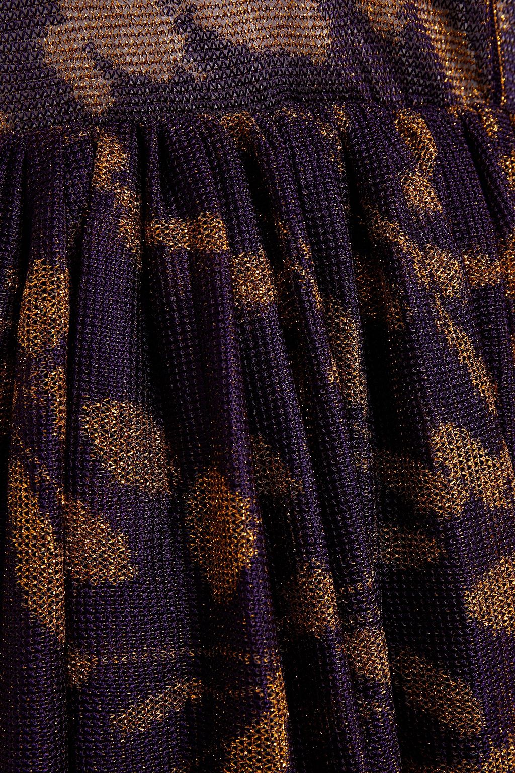 MISSONI Gathered metallic crochet-knit mini dress