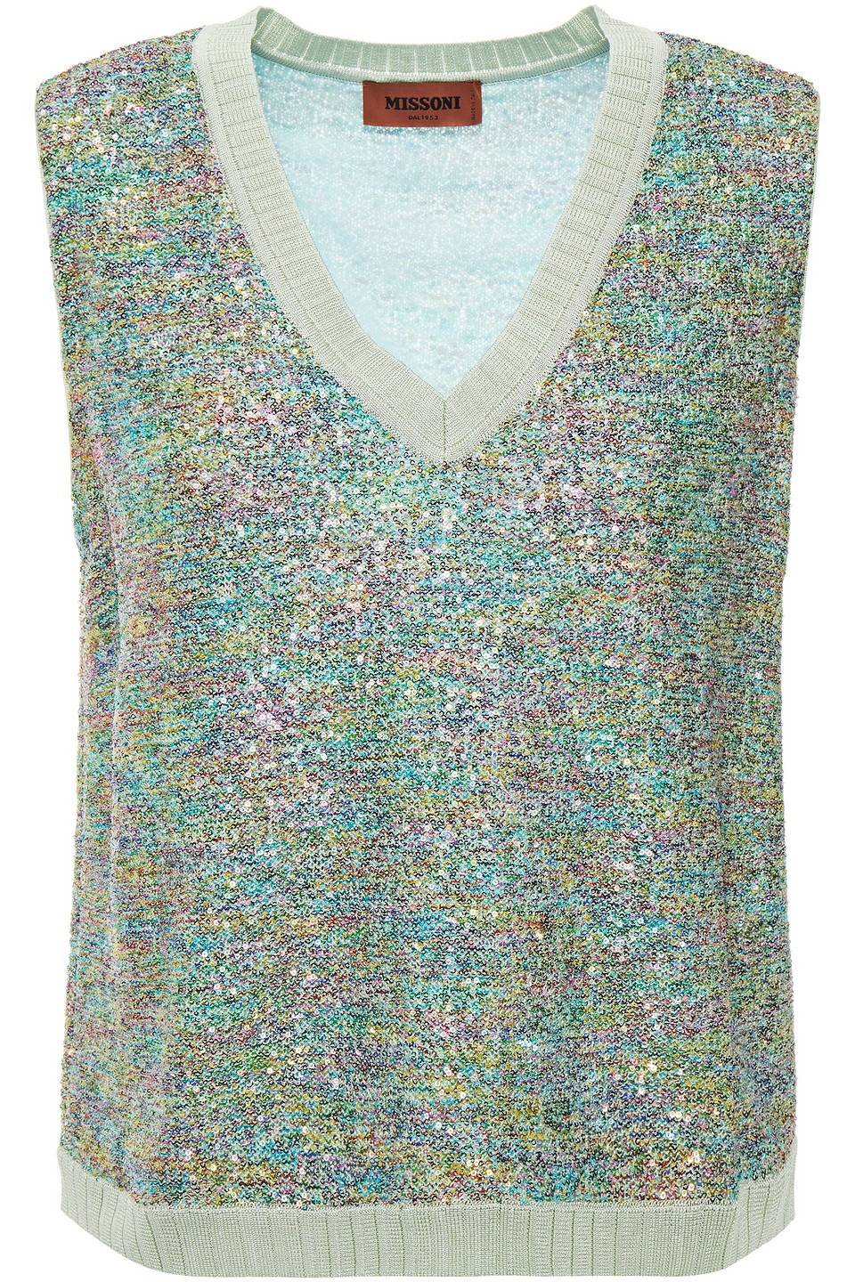 Missoni Woman Sequined Crochet-knit Top Light Green Size 38