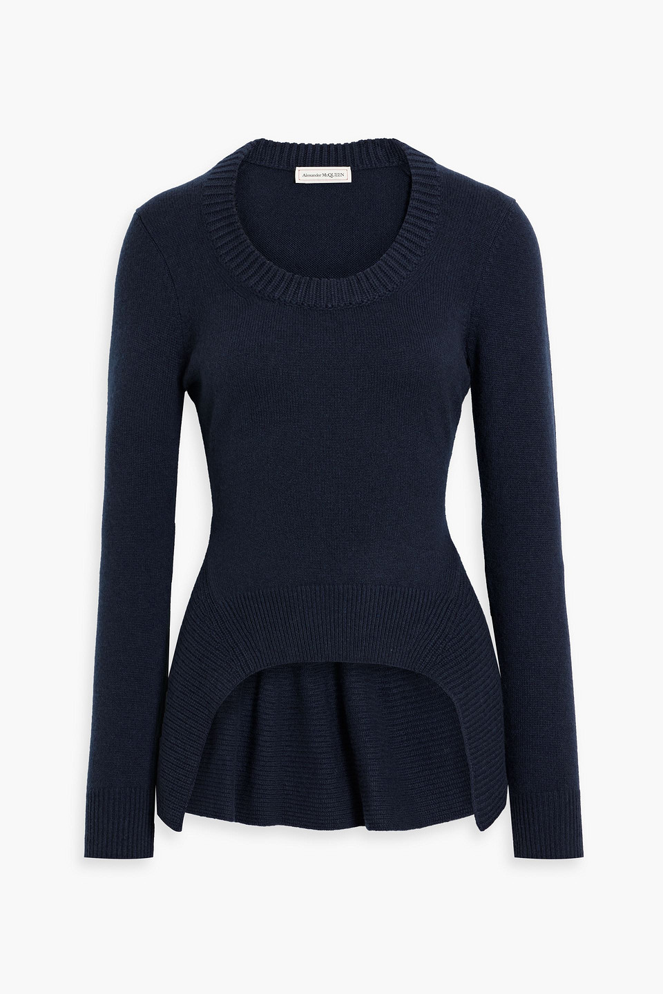 Alexander Mcqueen Cashmere Peplum Sweater In Blue