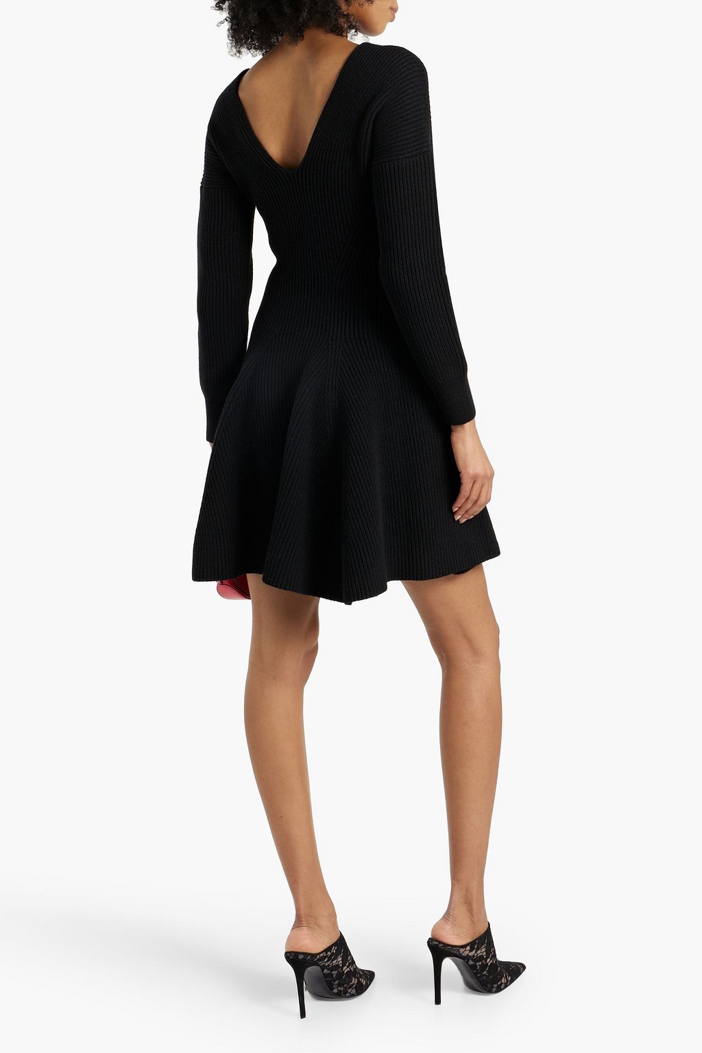 MCQUEEN Ribbed wool and cashmere-blend mini dress