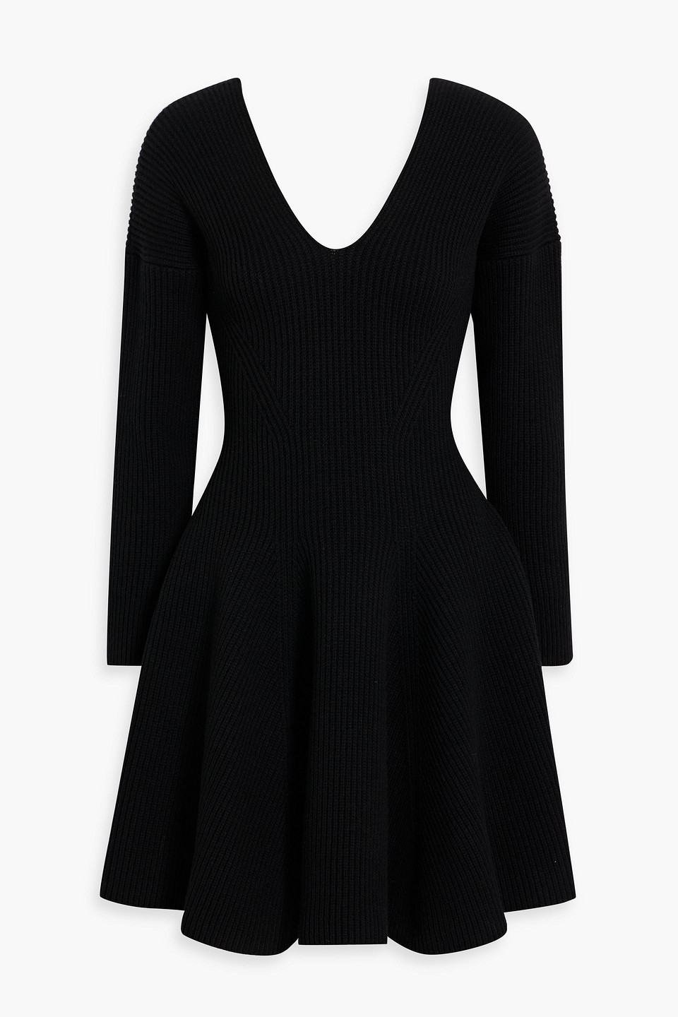 Alexander Mcqueen Ribbed Wool And Cashmere-blend Mini Dress In Black