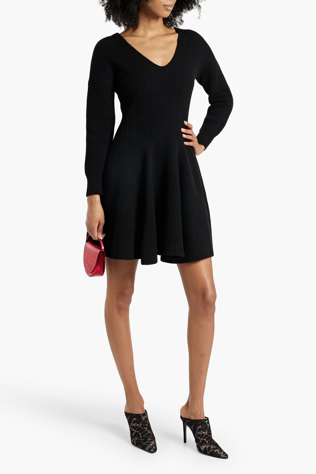 MCQUEEN Ribbed wool and cashmere-blend mini dress