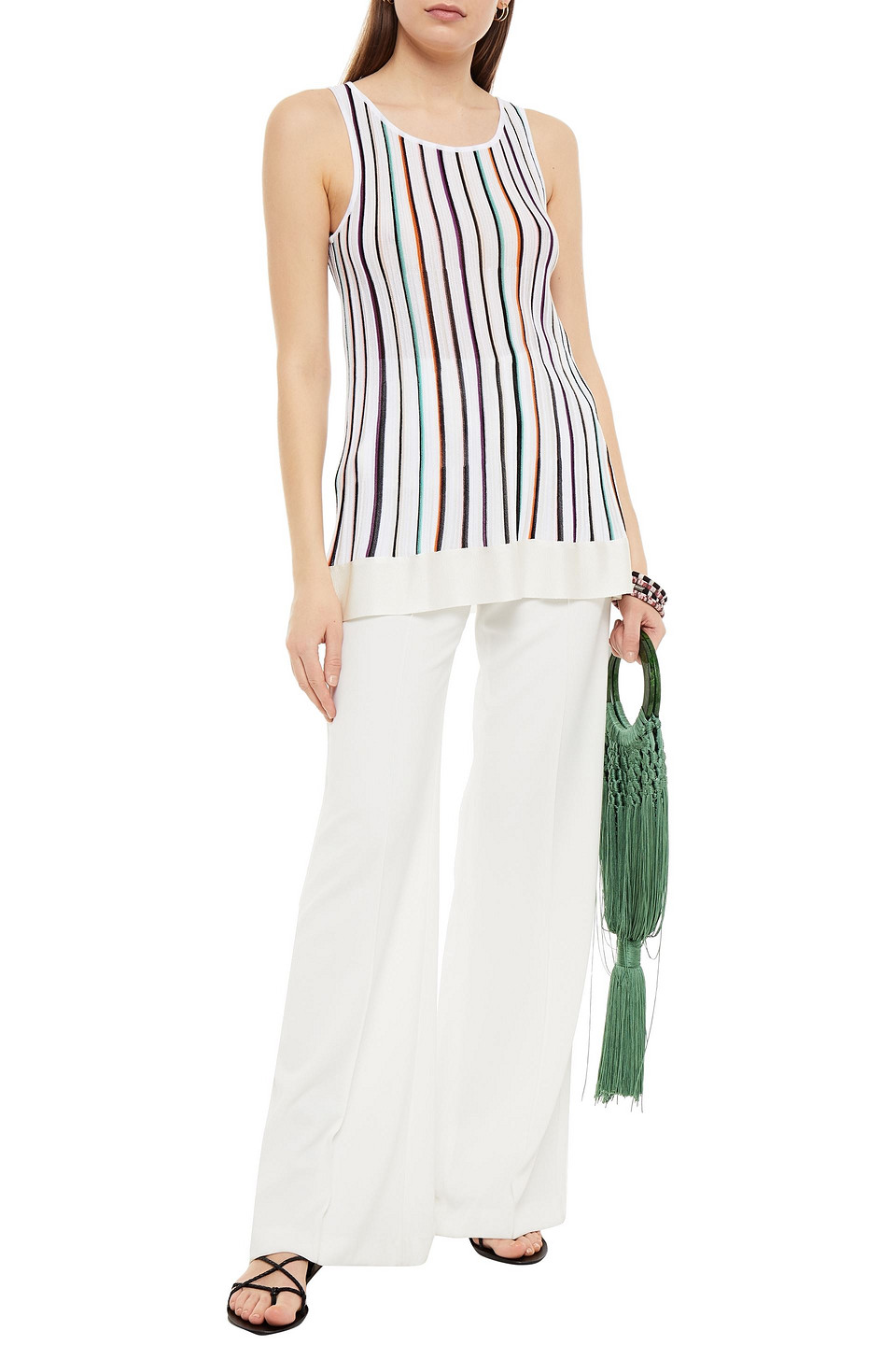 Missoni Striped Crochet-knit Top In White