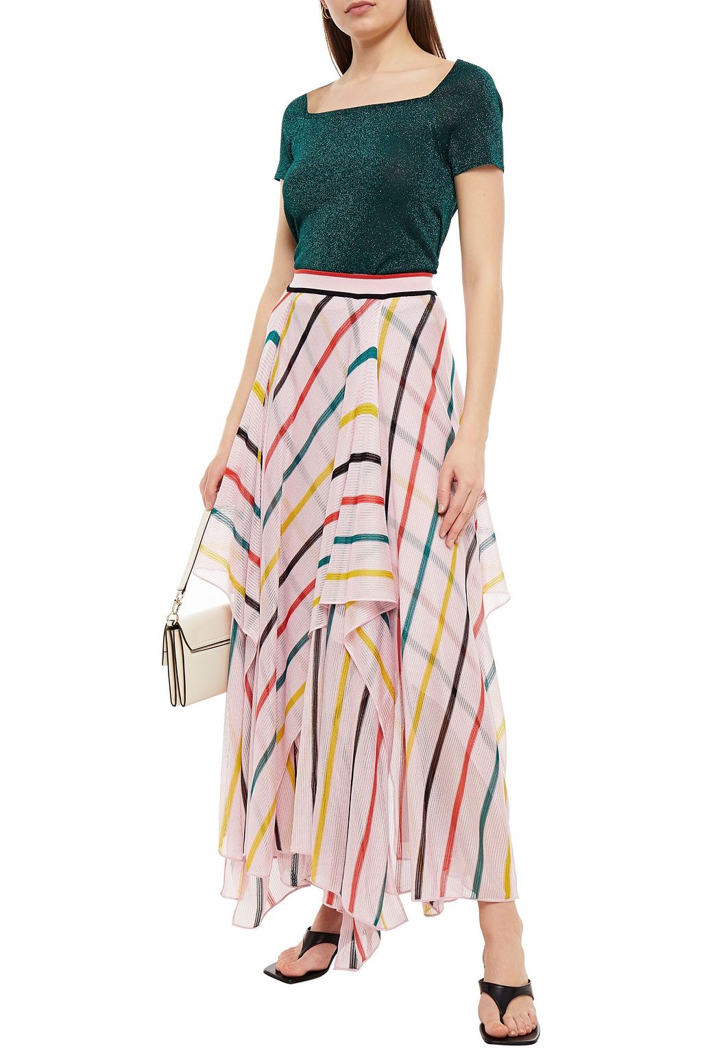 MISSONI Layered striped crochet-knit maxi skirt