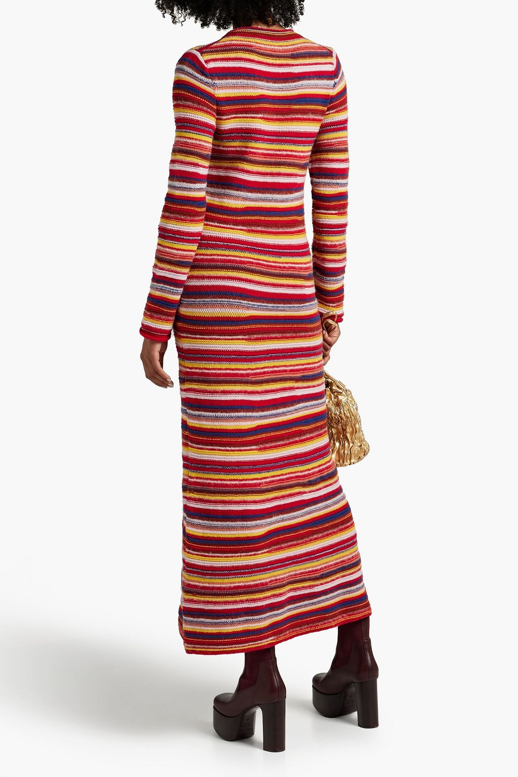CHLOÉ Striped cashmere-blend midi dress