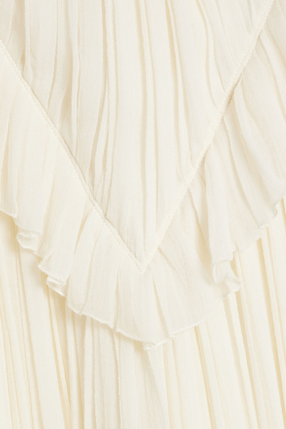 Chloé Lace-trimmed Ruffled Silk Blouse In Ivory