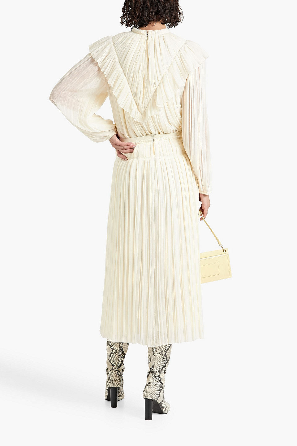 Chloé Lace-trimmed Ruffled Silk Blouse In Ivory