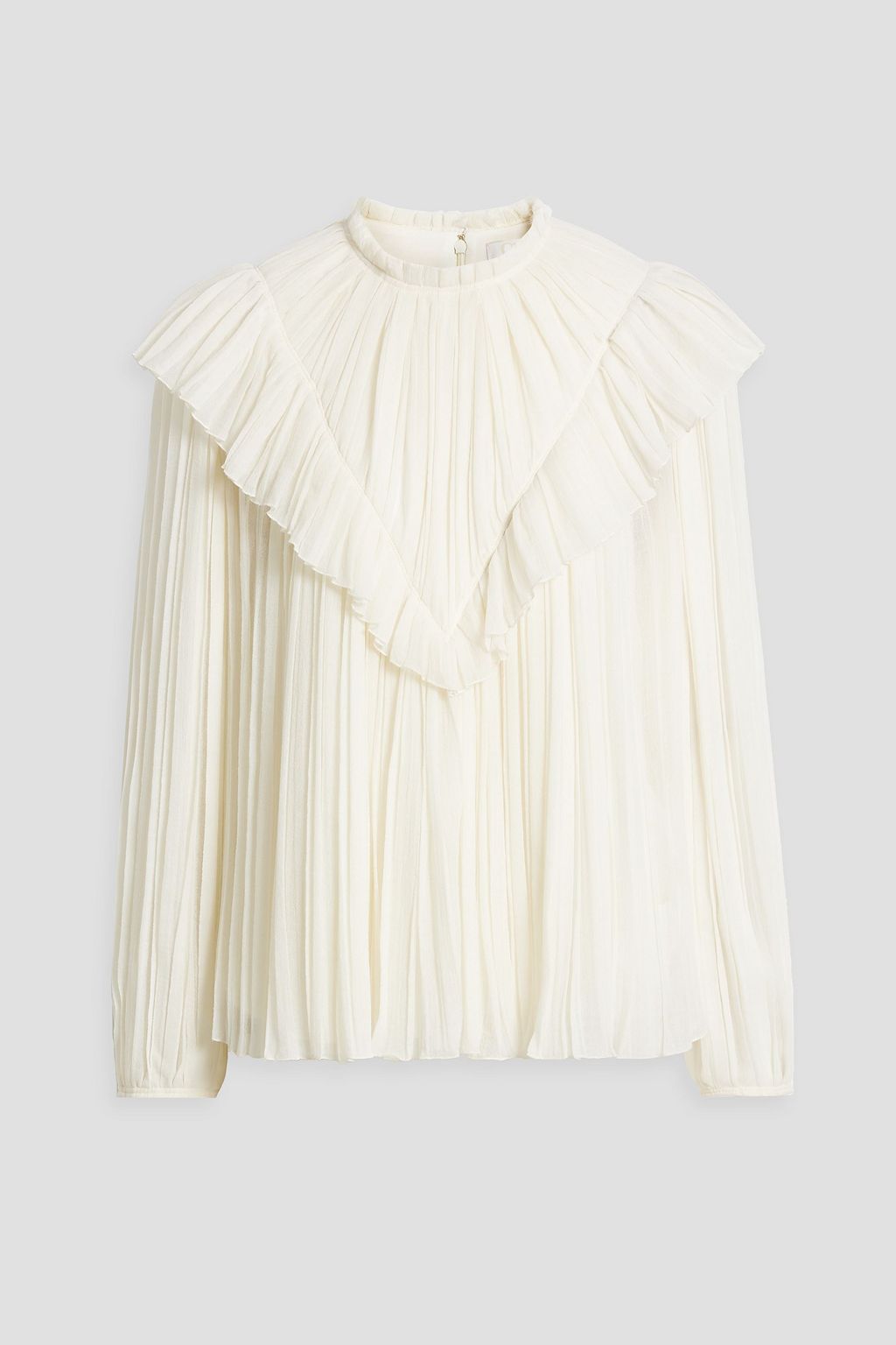 CHLOÉ Pleated ruffled wool-gauze blouse | THE OUTNET