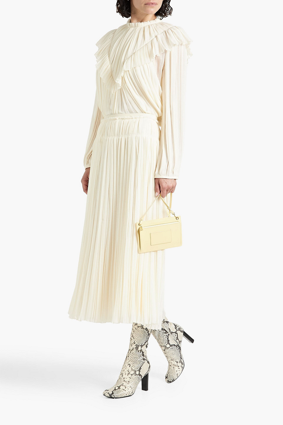 Chloé Lace-trimmed Ruffled Silk Blouse In Ivory