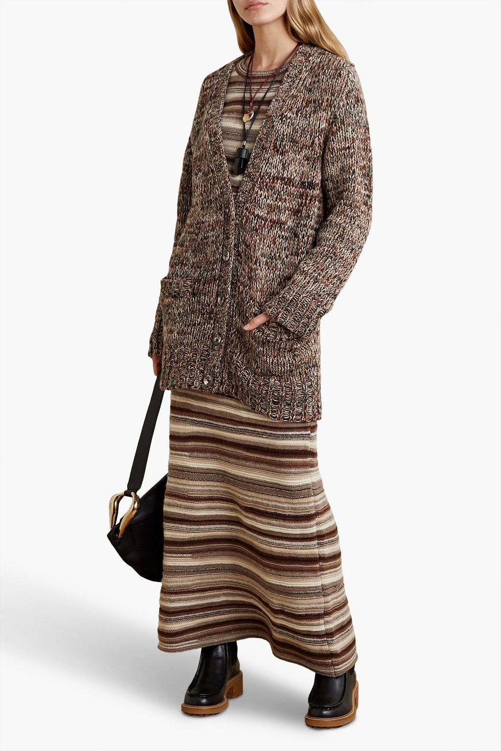 CHLOÉ Marled cashmere and wool-blend cardigan