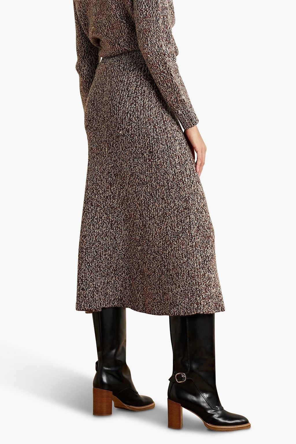 CHLOÉ Ribbed cashmere and wool-blend midi skirt