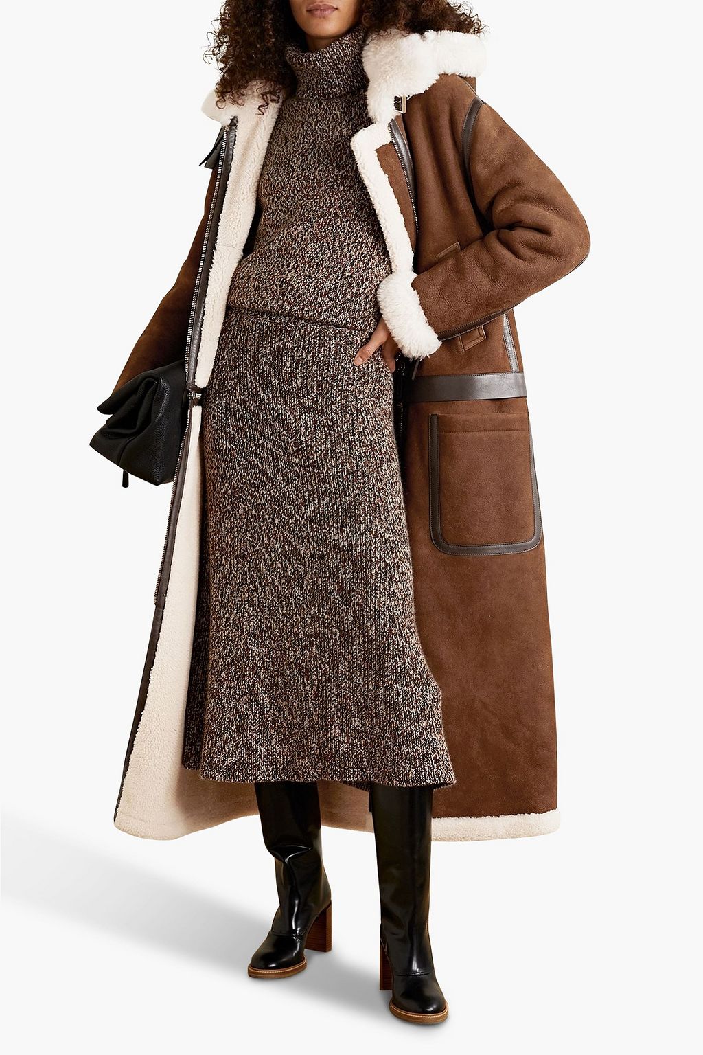 CHLOÉ Ribbed cashmere and wool-blend midi skirt