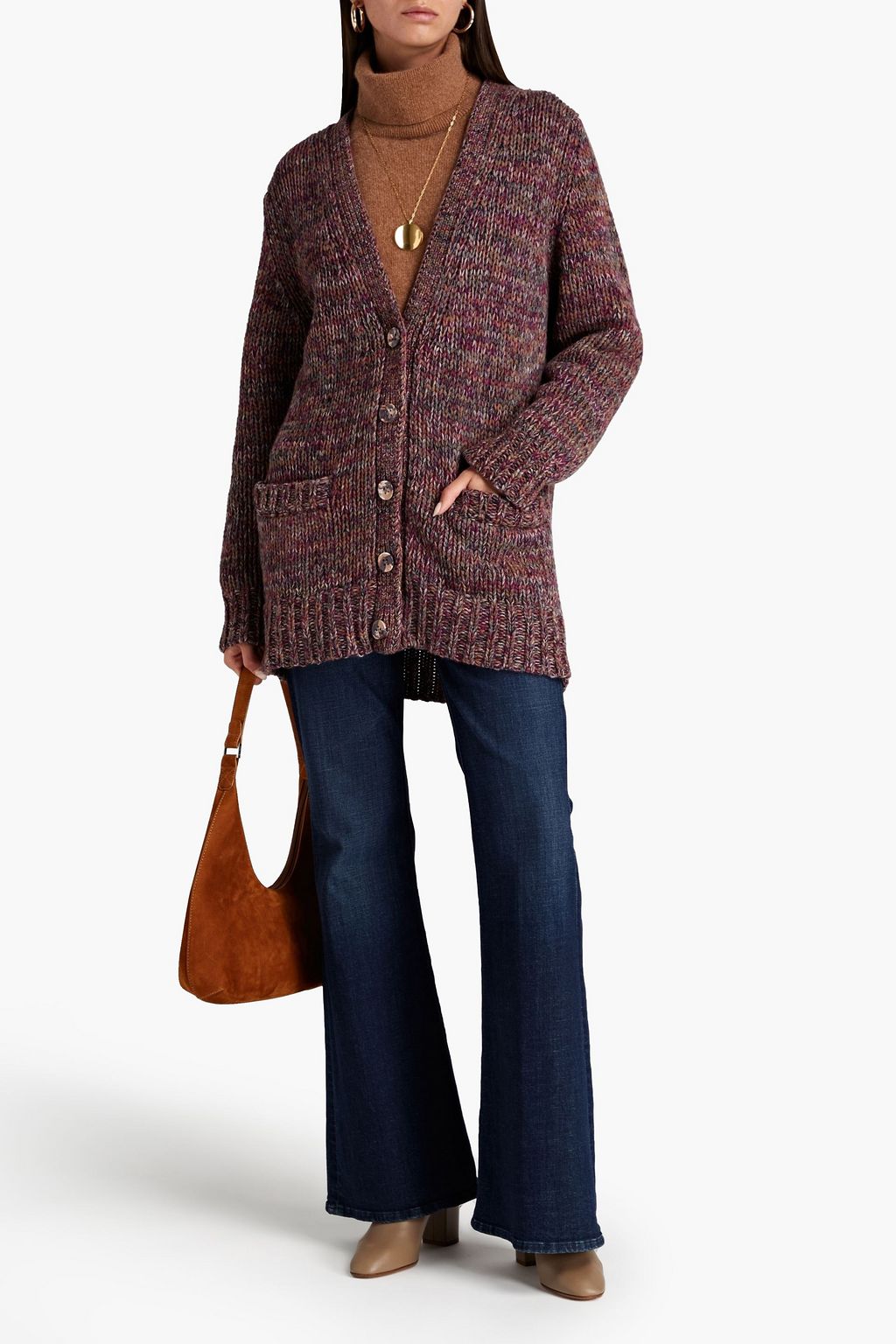 CHLOÉ Marled cashmere and wool-blend cardigan