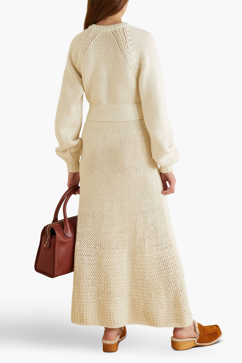 CHLOÉ ウール&シルク&カシミヤ混 マキシワンピース ベルト付き
