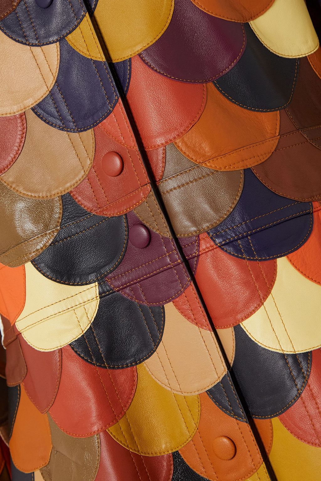 CHLOÉ Scalloped patchwork leather coat