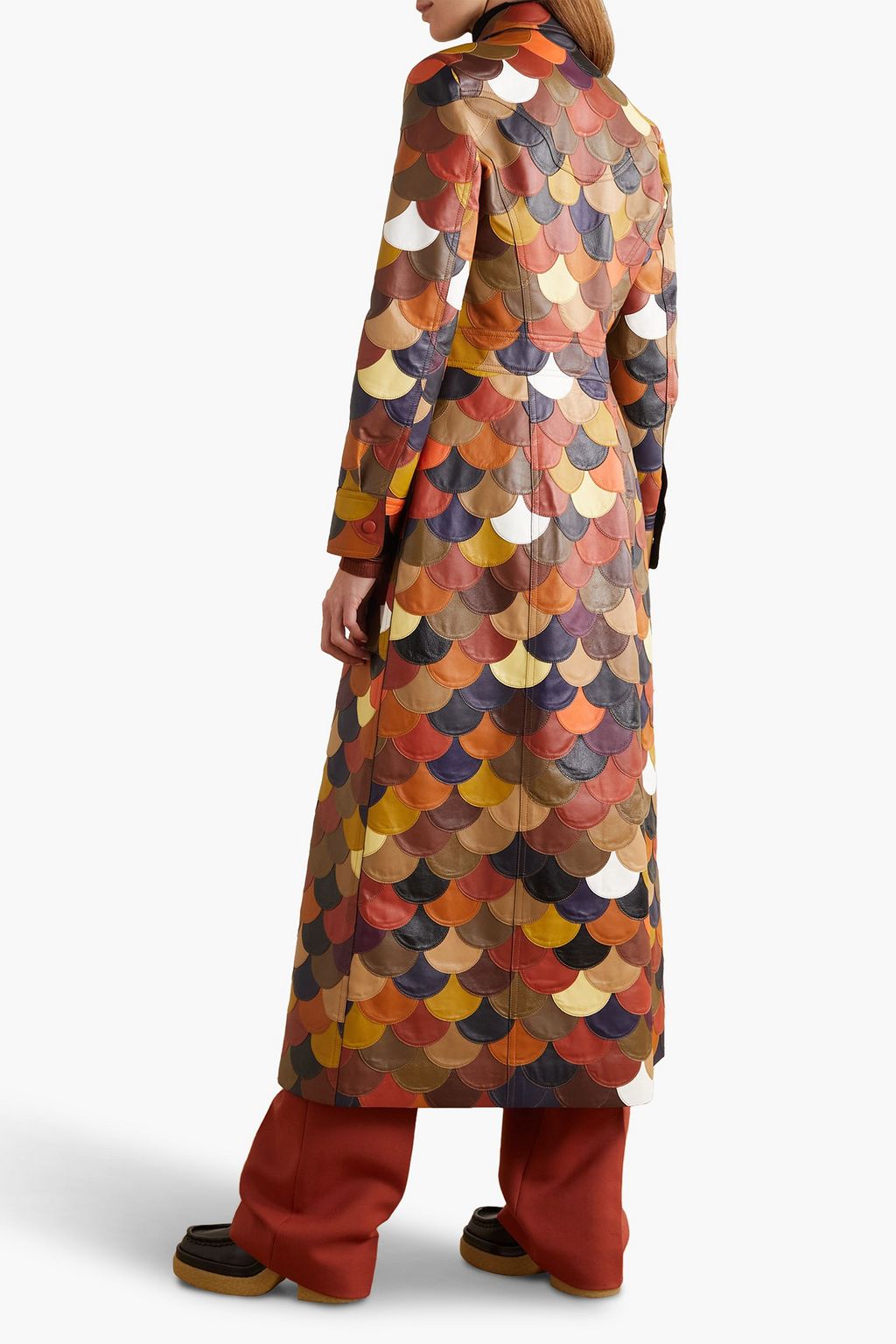 CHLOÉ Scalloped patchwork leather coat
