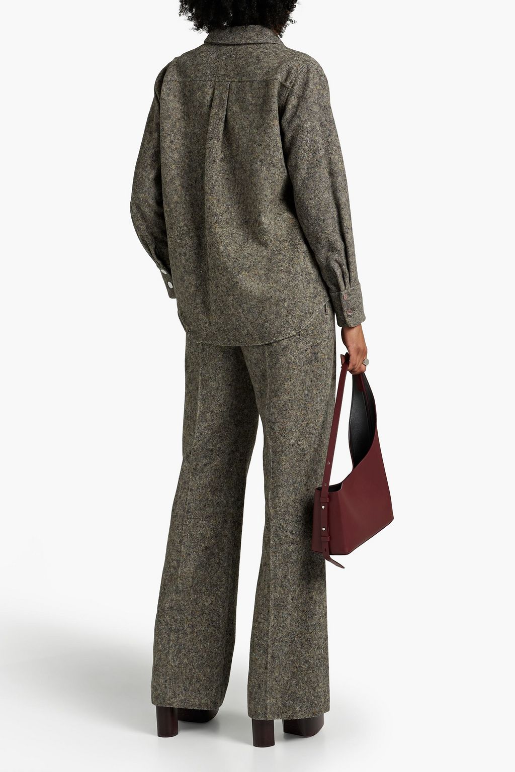 CHLOÉ Mélange wool and silk-blend straight-leg pants