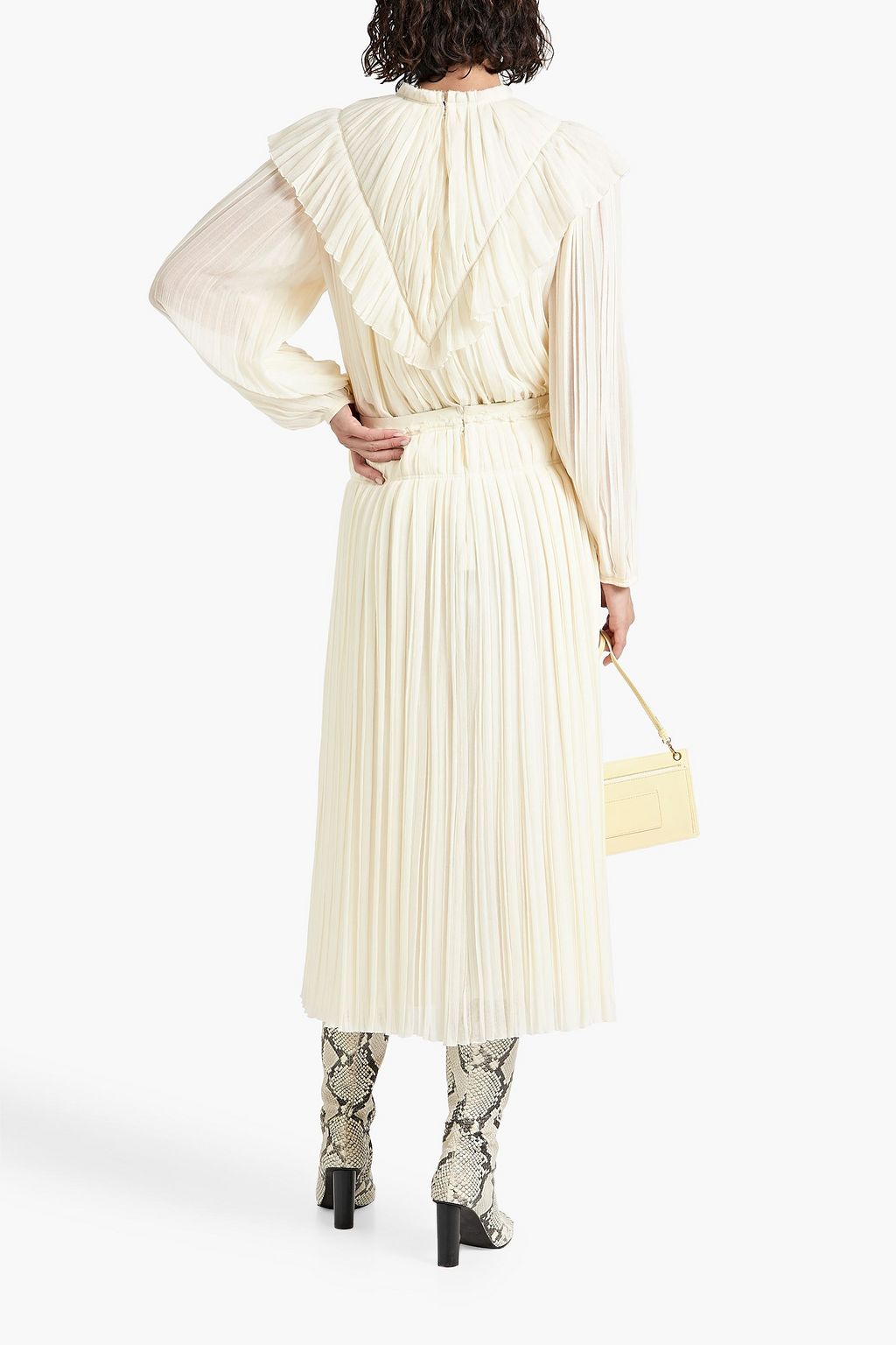 CHLOÉ Pleated wool-gauze midi skirt