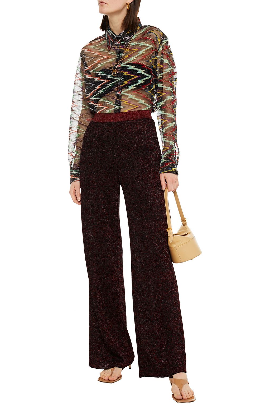 MISSONI Metallic crochet-knit shirt