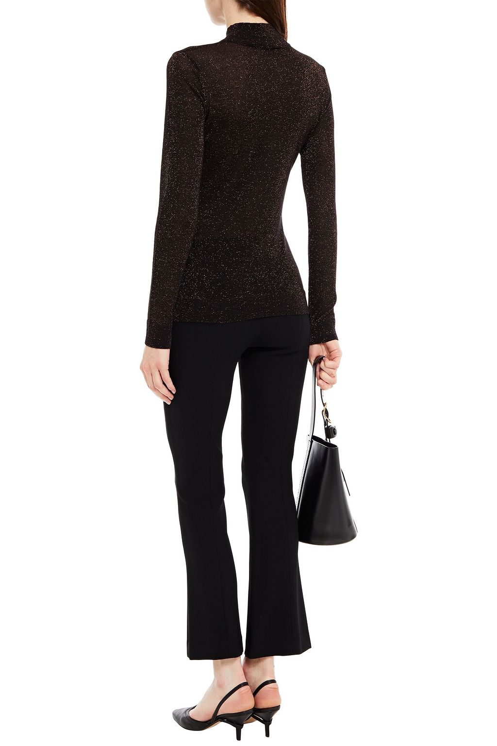 AUTUMN CASHMERE Metallic cashmere-blend turtleneck sweater