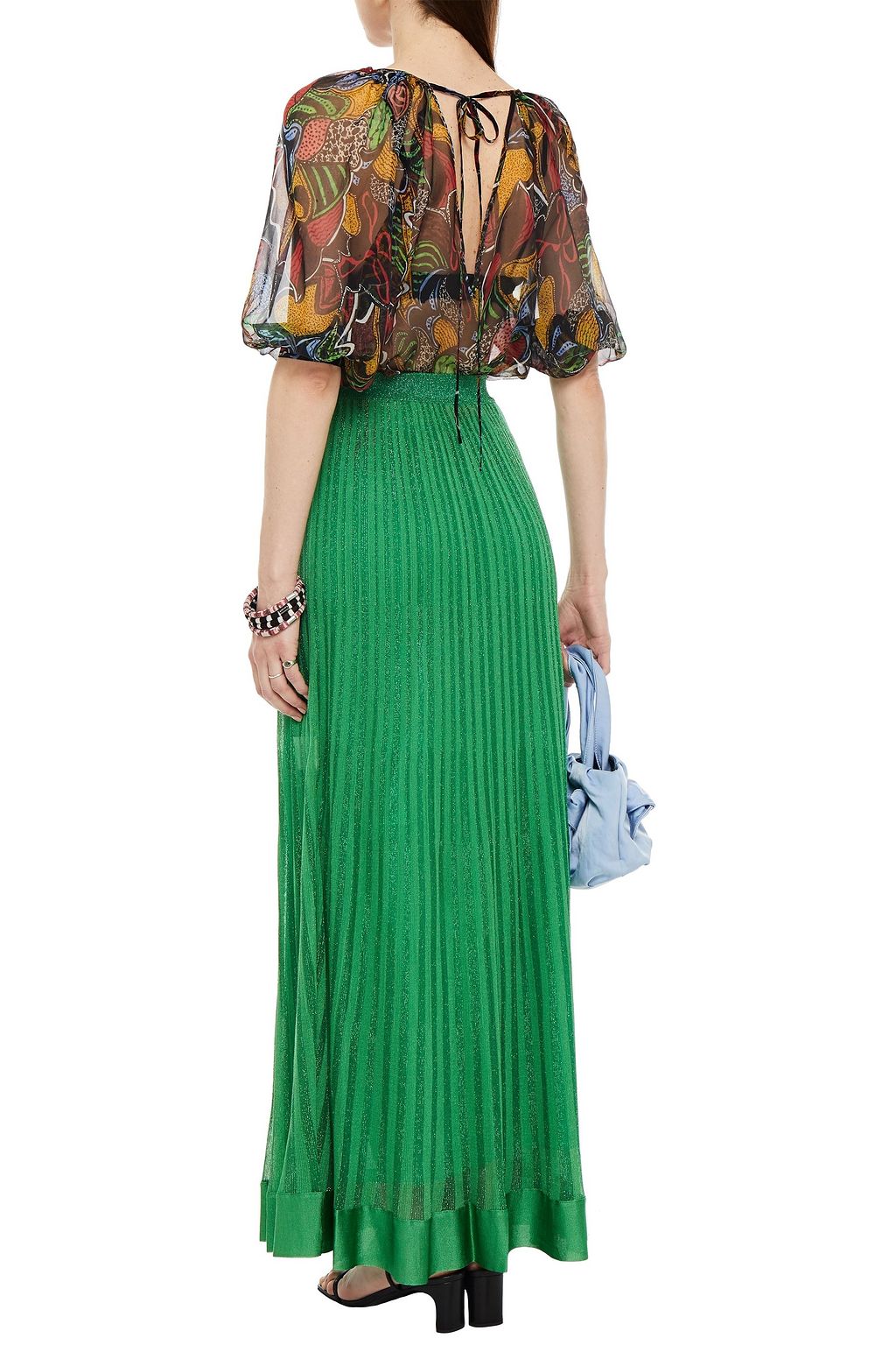 MISSONI Gathered printed silk-chiffon blouse