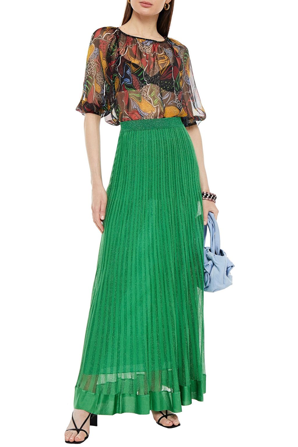 MISSONI Gathered printed silk-chiffon blouse