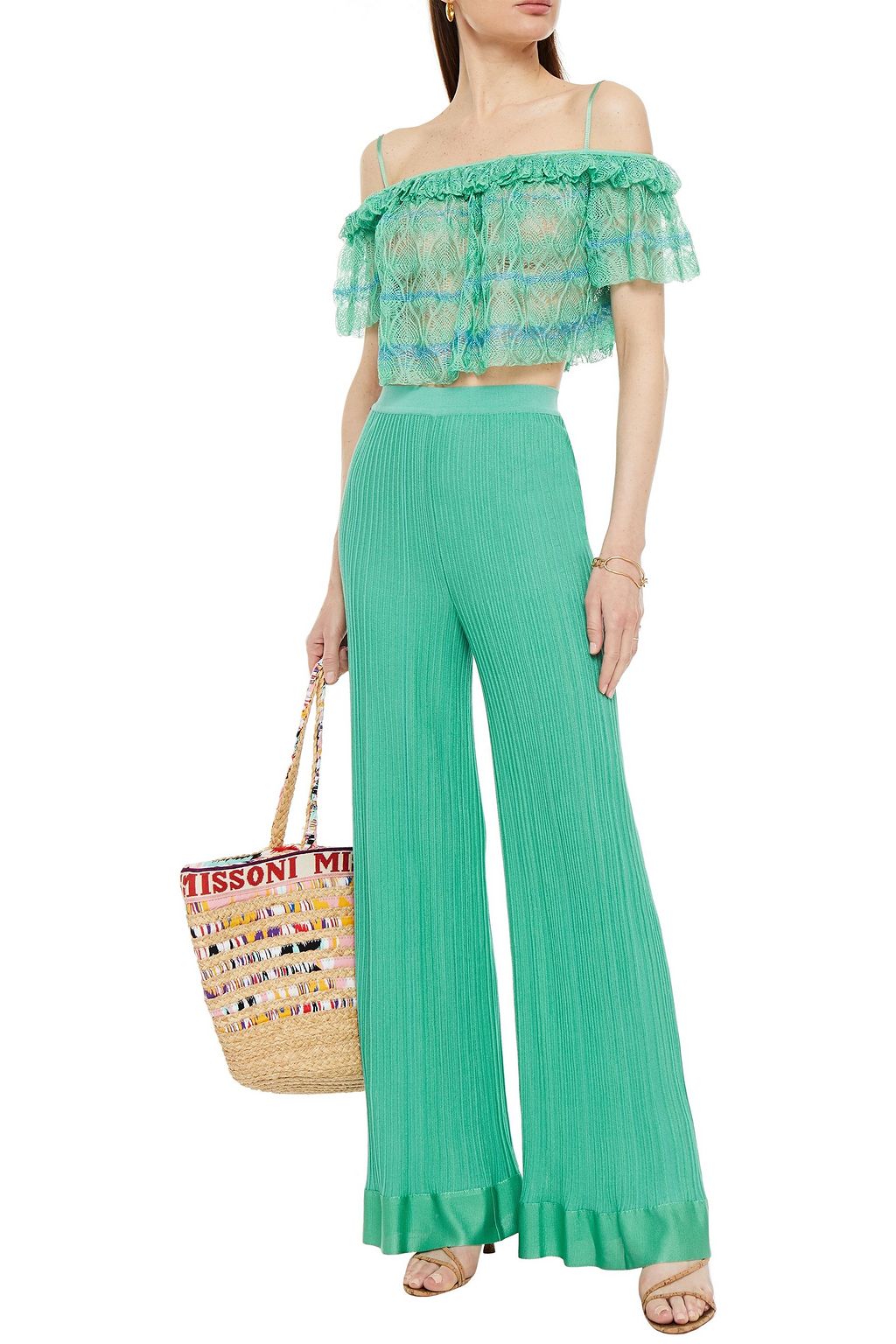 MISSONI Ribbed-knit wide-leg pants