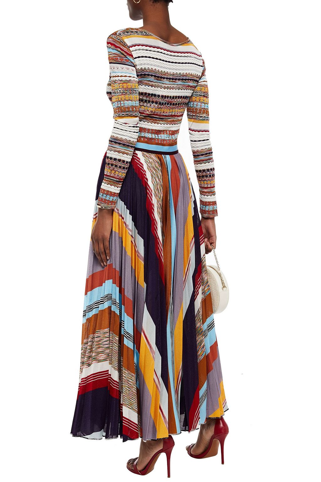 MISSONI Pleated jacquard-knit maxi dress