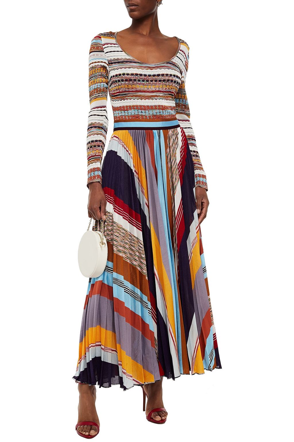 MISSONI Pleated jacquard-knit maxi dress