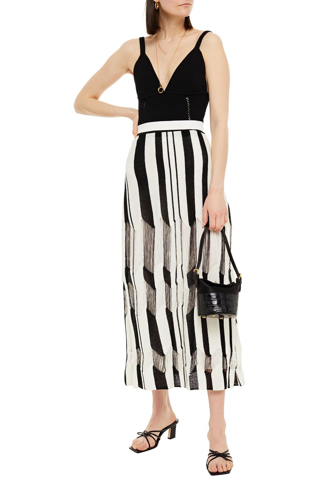 MISSONI Striped knitted midi skirt