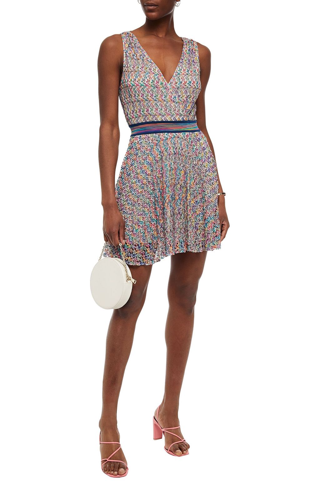 MISSONI Wrap-effect crochet-knit mini dress