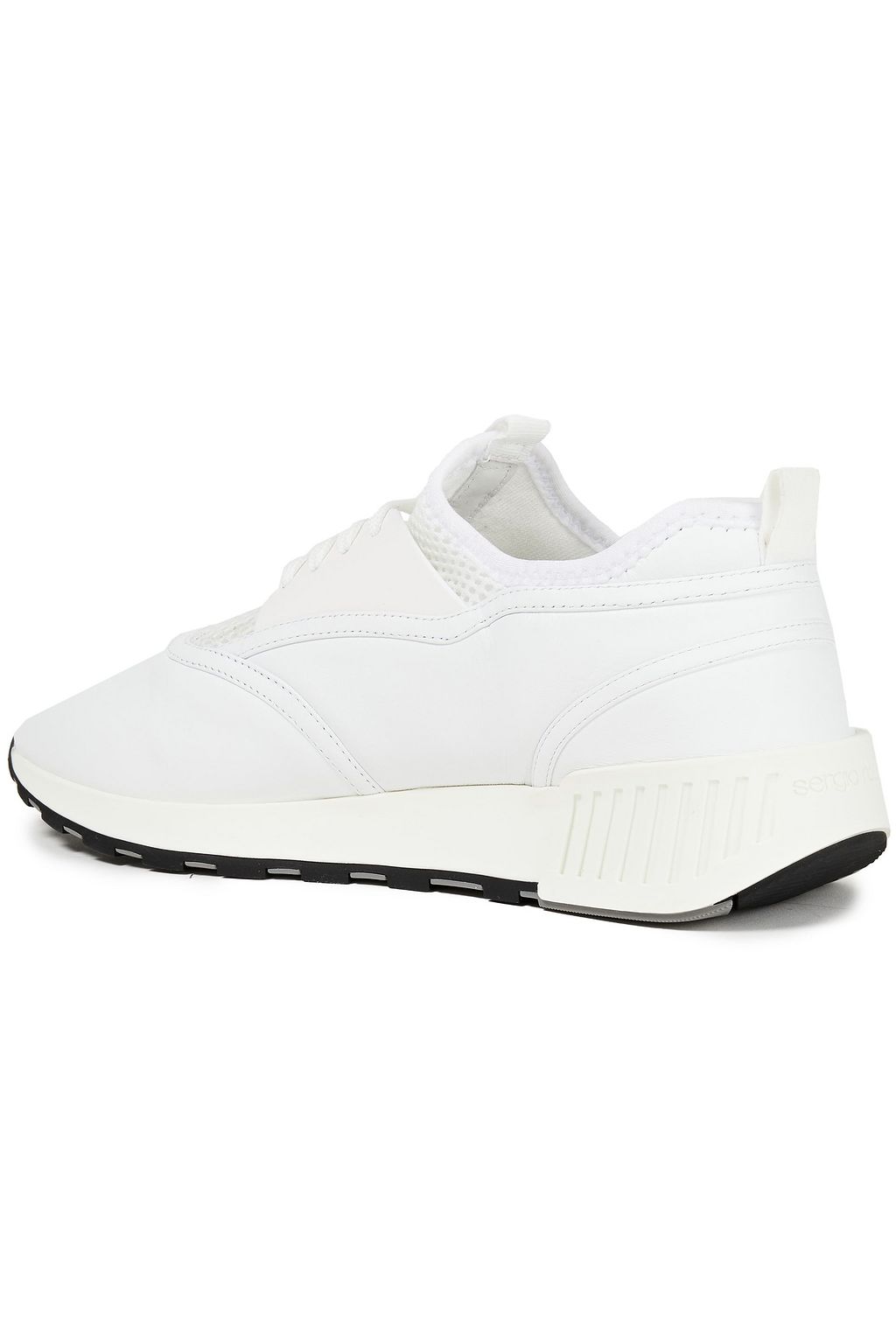 SERGIO ROSSI Two-tone leather and mesh sneakers