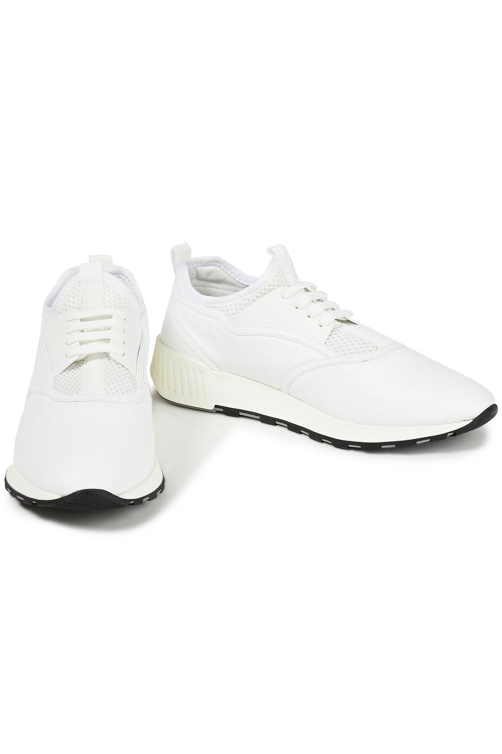 SERGIO ROSSI Two-tone leather and mesh sneakers