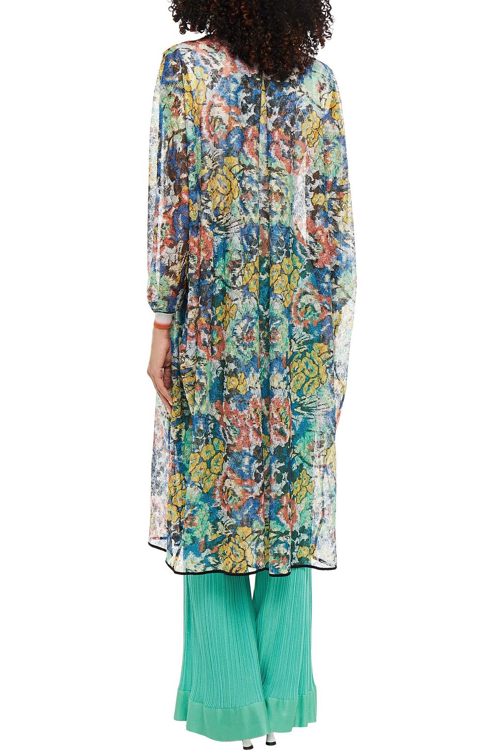 MISSONI Metallic printed crochet-knit cardigan