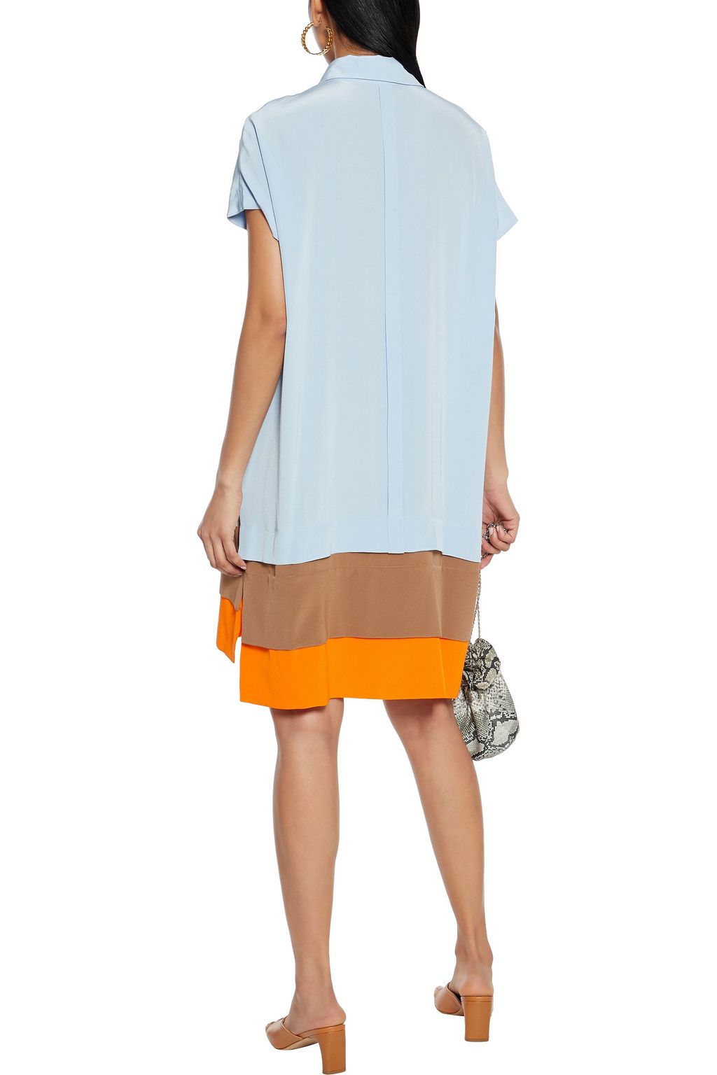 DIANE VON FURSTENBERG Hatsu layered color-block silk crepe de chine mini shirt dress