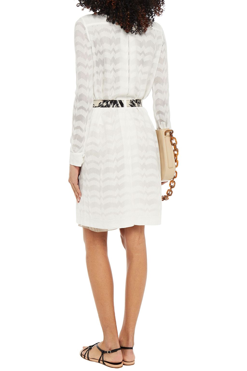 MISSONI Belted crochet-knit shirt dress