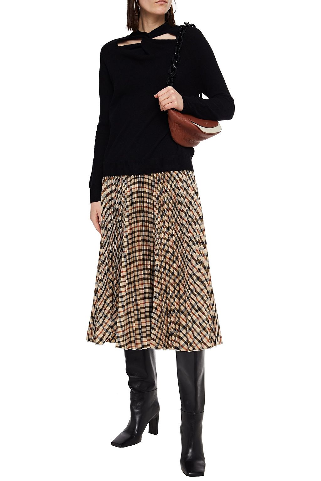 AUTUMN CASHMERE ツイスト入り カットアウト カシミヤ セーター