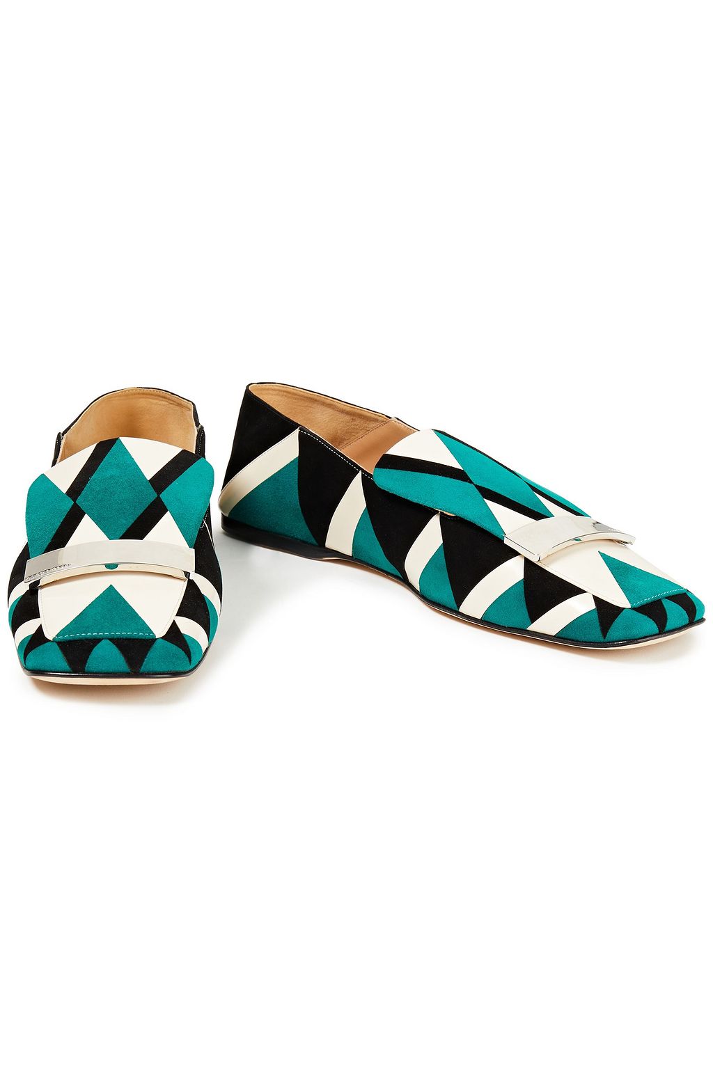 SERGIO ROSSI sr1 Loafers aus Veloursleder und Leder in Colour-Block-Optik