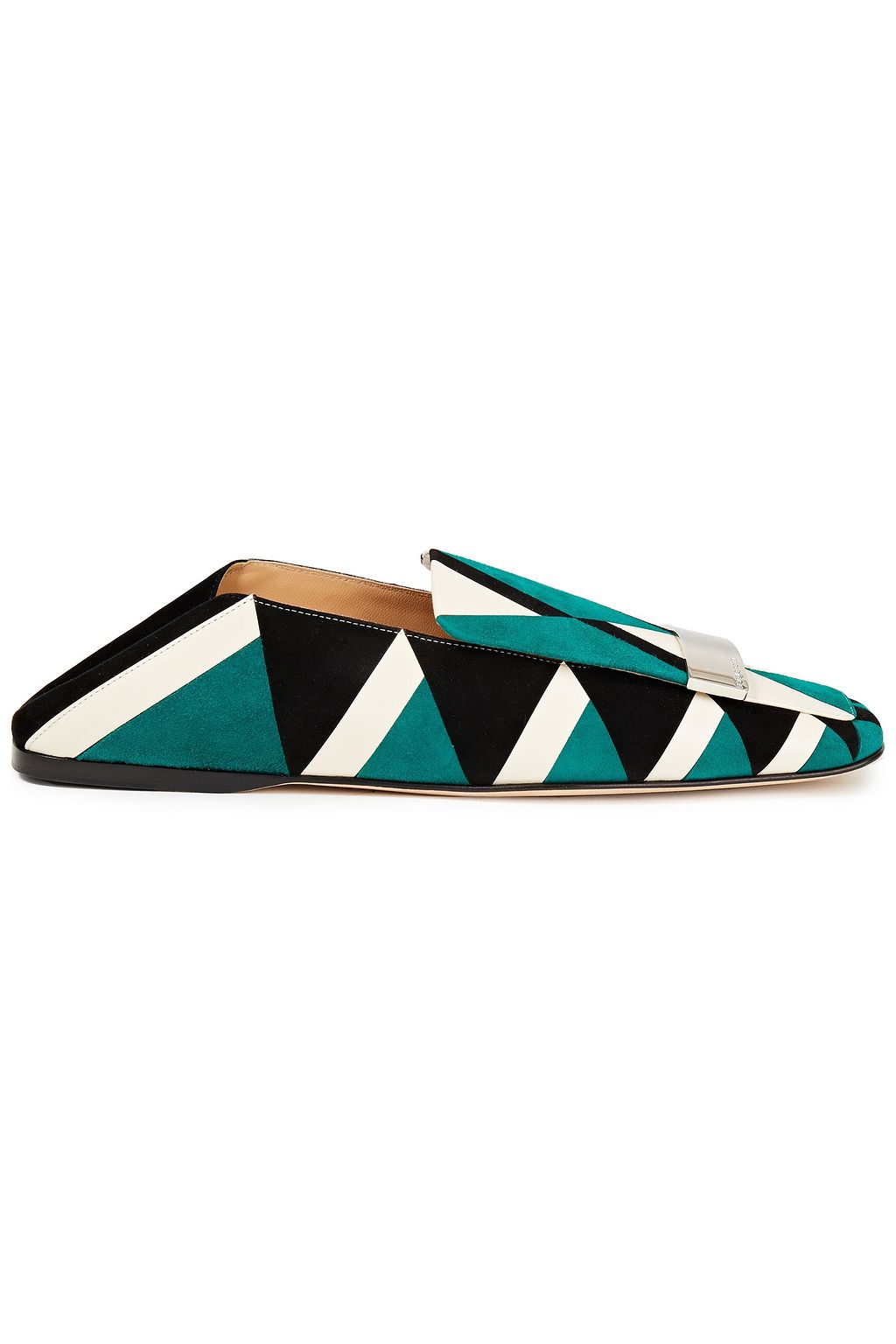SERGIO ROSSI sr1 Loafers aus Veloursleder und Leder in Colour-Block-Optik