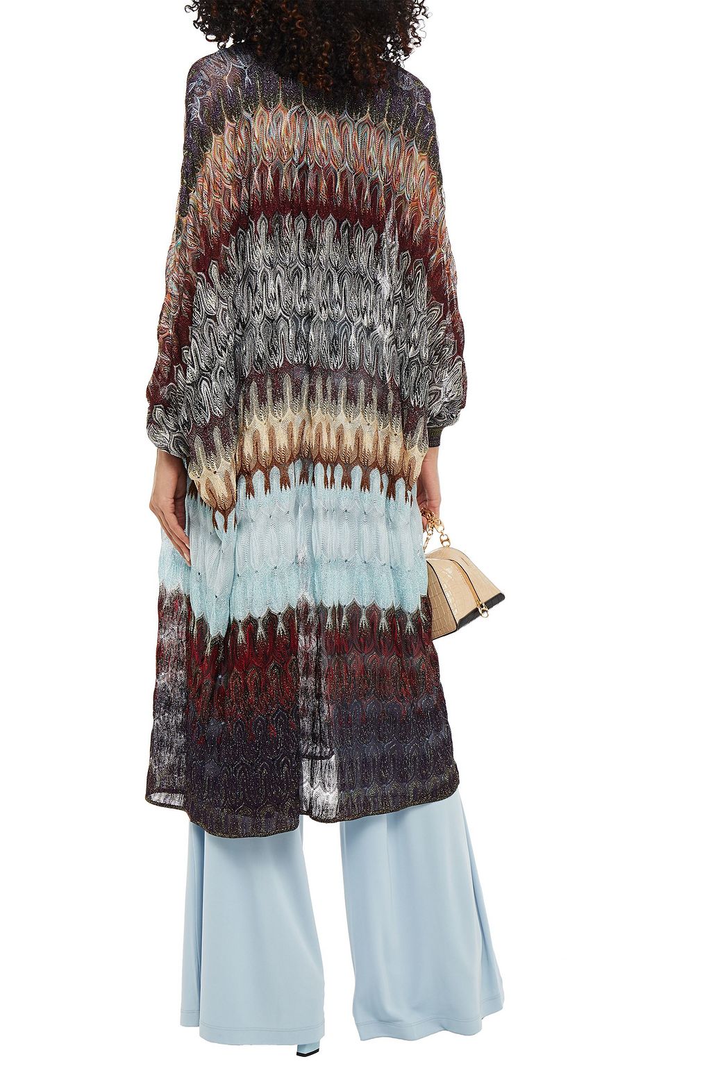 MISSONI Ruched metallic crochet-knit cardigan