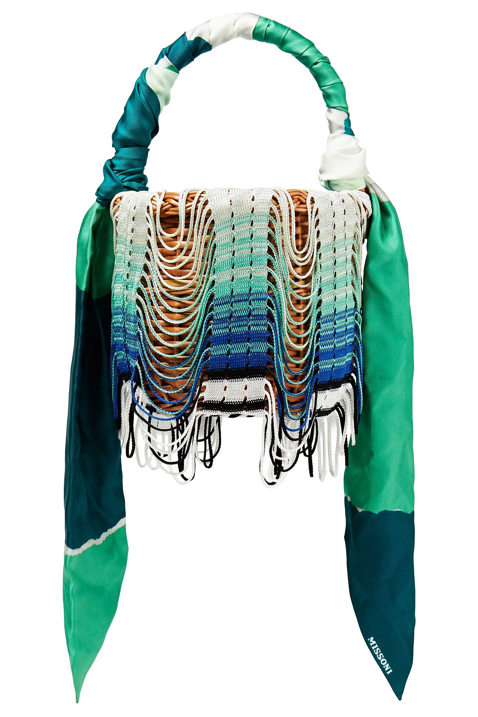 Missoni Woman Fringed Crochet-trimmed Woven Straw Bucket Bag Green Size --