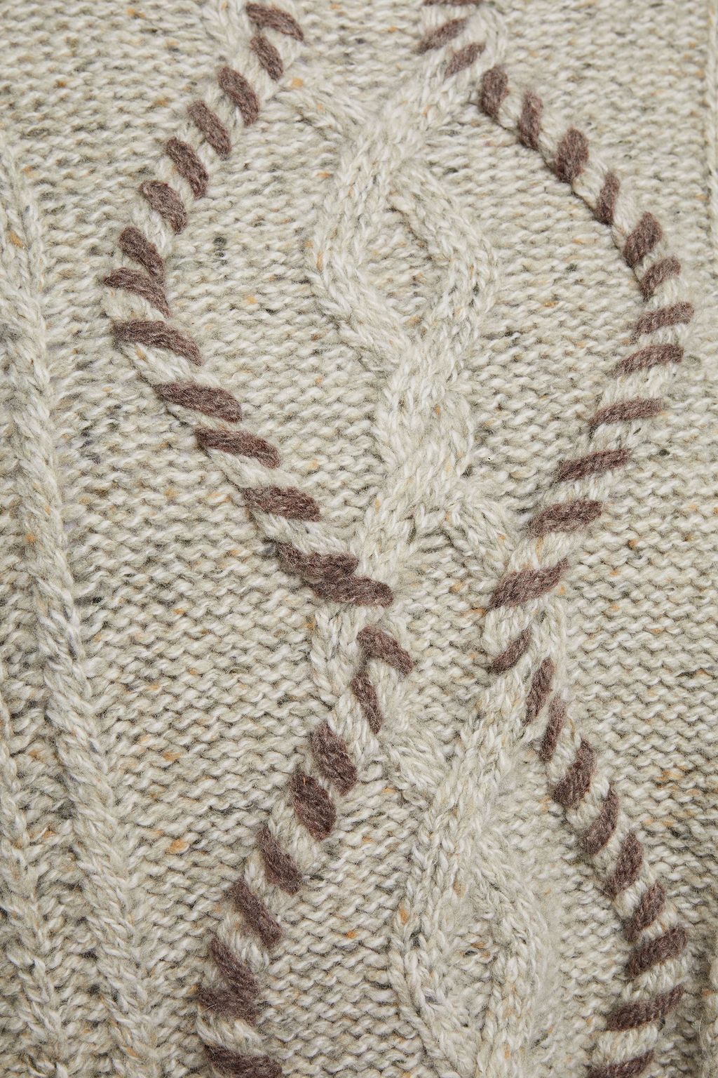 AUTUMN CASHMERE Whipstitched mélange cable-knit cashmere sweater