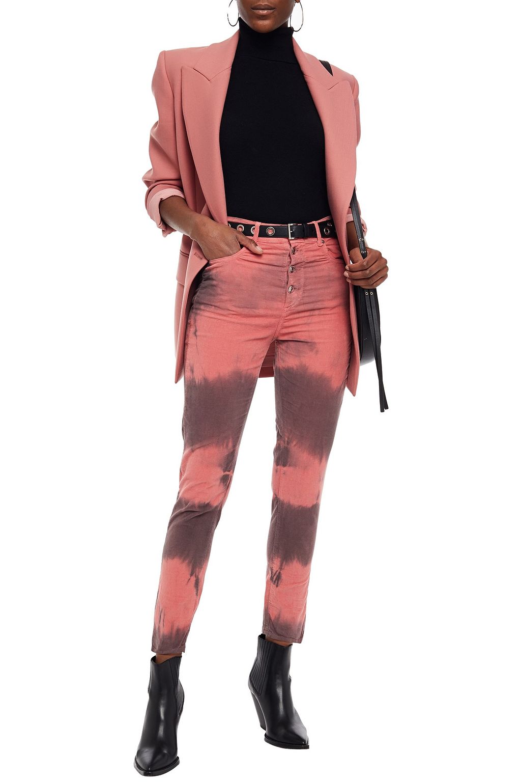 IRO Tie-dyed cotton-blend velvet slim-leg pants