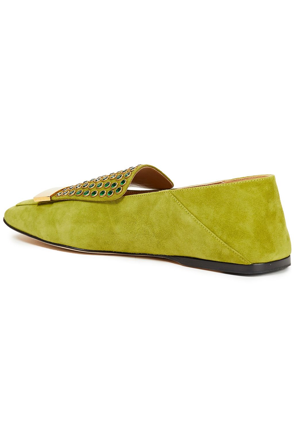 SERGIO ROSSI Collapsible-heel embellished suede loafers
